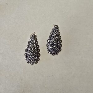 Elegant Sterling Silver Marquisite Teardrop Earrings